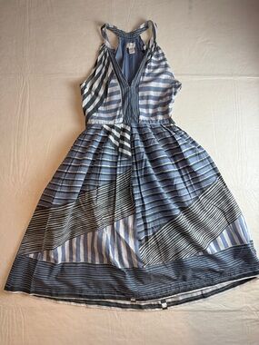 Anthropologie Viola Blue White Striped Halter Summer Dress Pockets Size 2